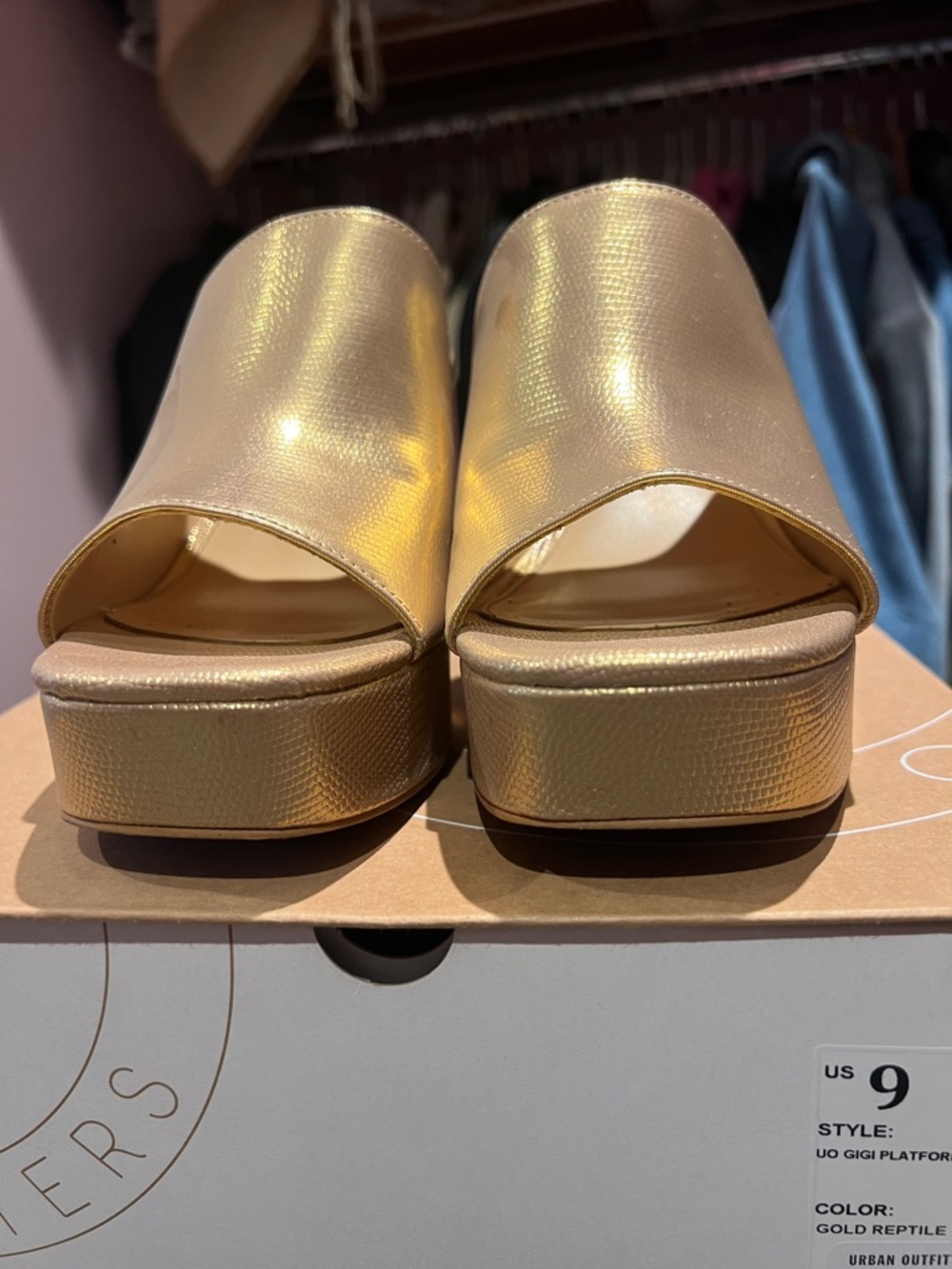 Urban Outfitters Metallic Gold Slide Mules - Picture 3 of 12